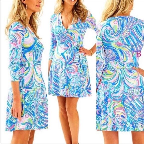 Lilly Pulitzer Emilia Wrap Dress in Multi Guilty Pleasure Print - Picture 3 of 11